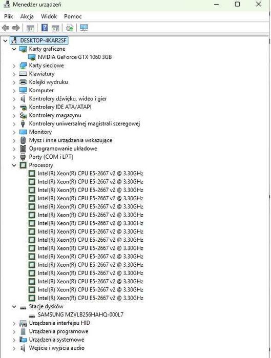 Komputer Gamingowy/Xeon 8 rdzeni/32GB DDR3/GTX1060 3gb/Nvme/win11pro