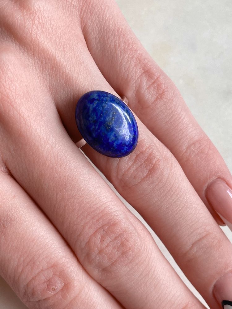 Pierścionek z lapis lazuli Rozmiar 18 Naturalny kamień lapis lazuli