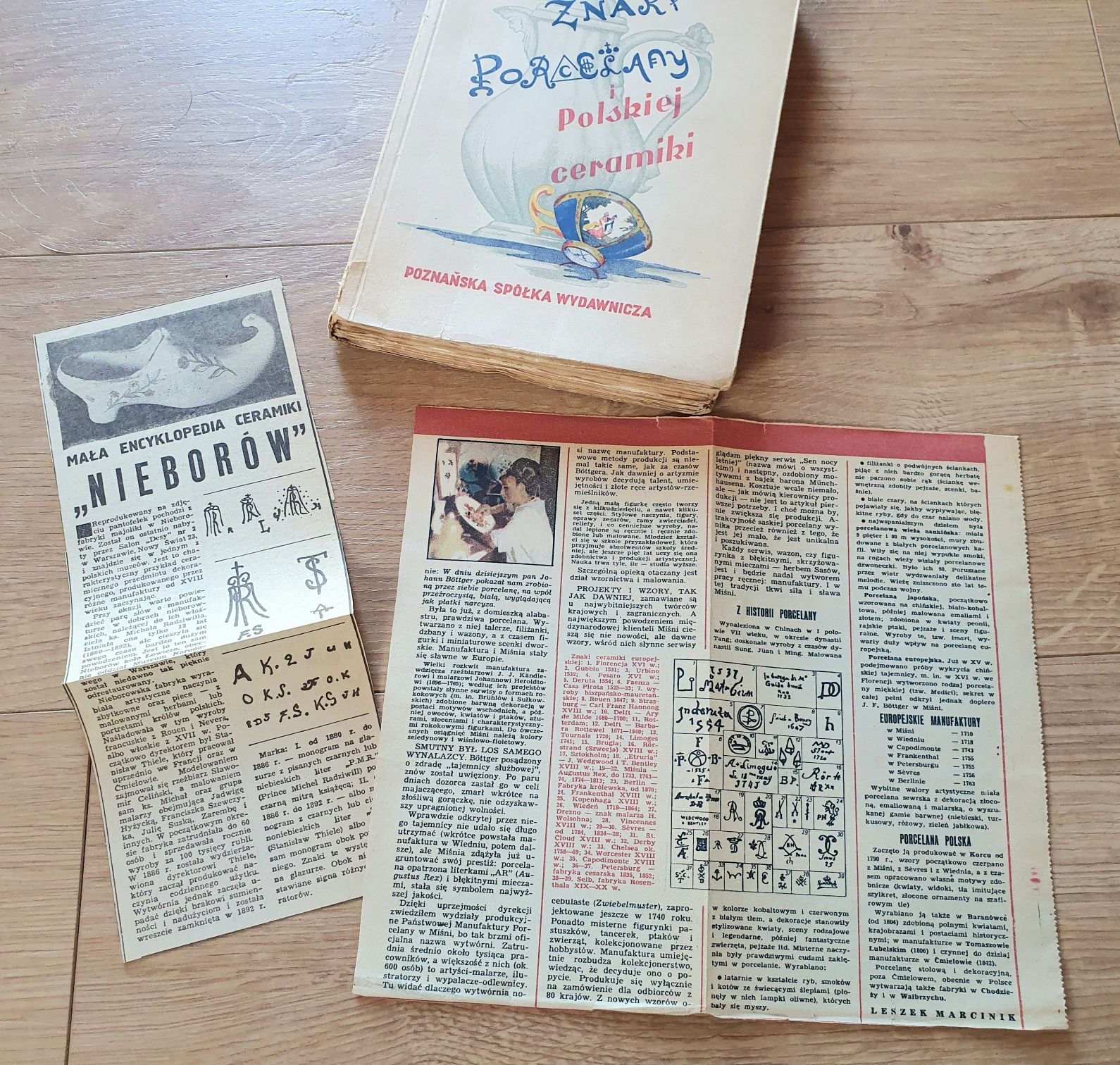 Znaki Porcelany Europejskiej i Polskiej Ceramiki 1949 rok M. Swinarski