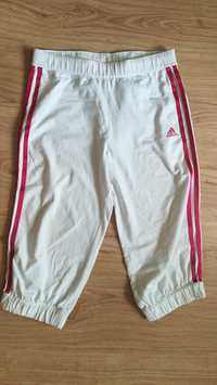 Adidas spodnie bawełna białe różowe paski r. L