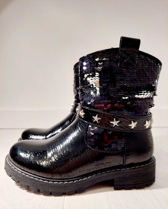 Buty botki 31 dziewczęce czarne jesienno-zimowe
