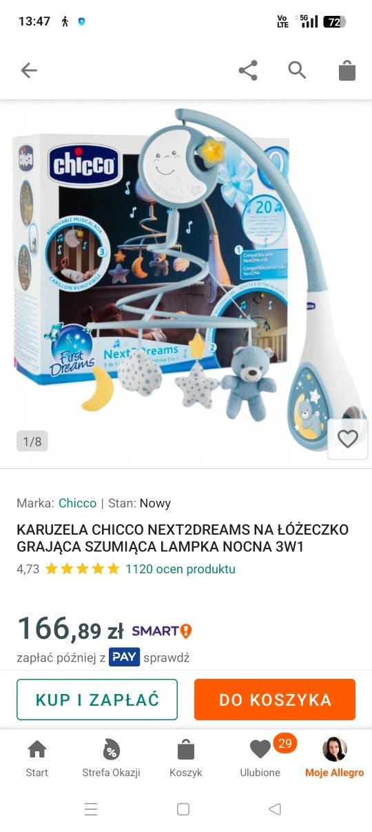 Karuzela do łóżeczka stan jak nowy