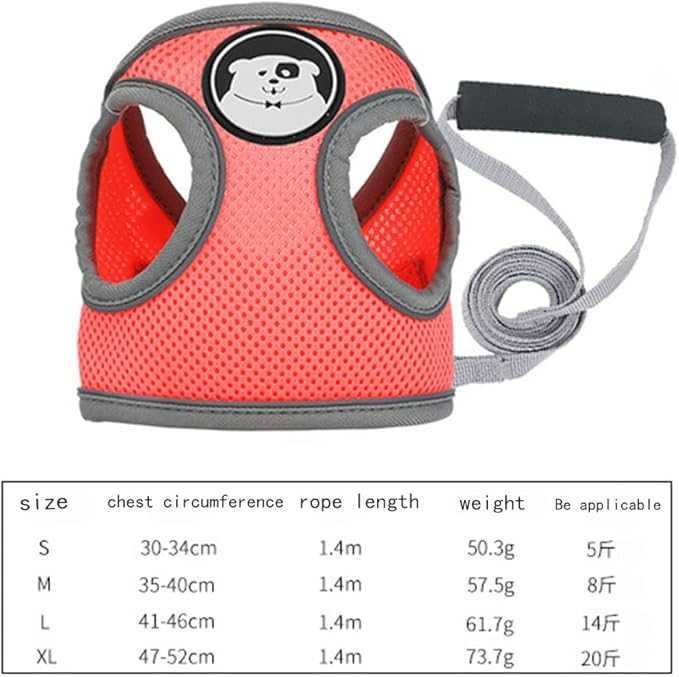 Odblaskowa uprząż szelki dla psa koralowe, L + smycz gratis