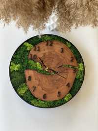 Часы настенные из стабилизированного мха, эко декор со мхом, Подарок