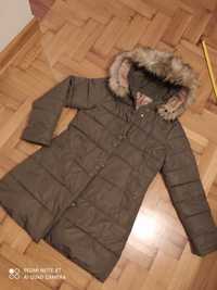 Oliwkowa /khaki zimowa kurtka z kapturem rozmiar 38-40