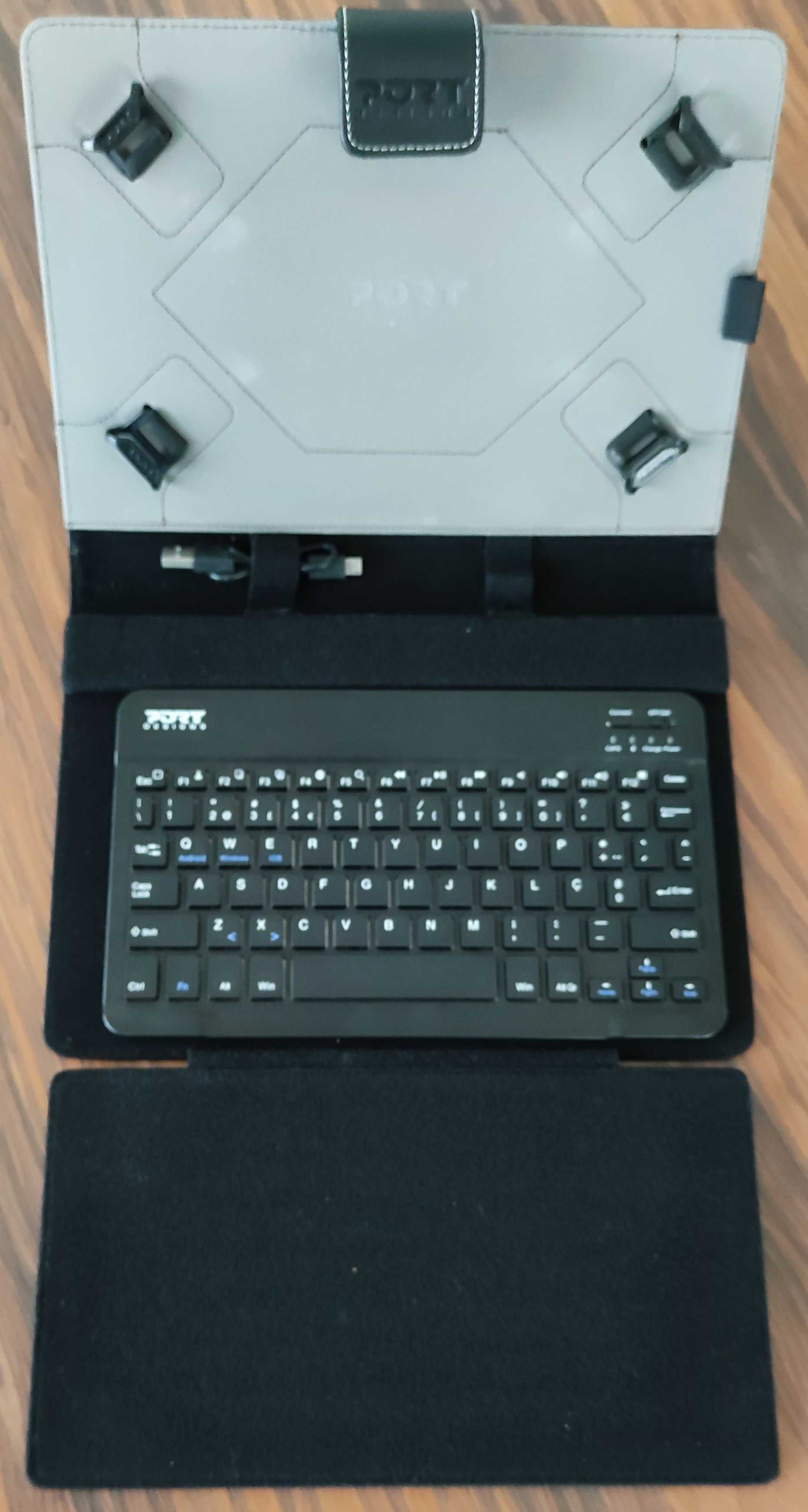 Capa universal para Tablet, com teclado Bluetooth incluído