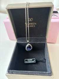 Fio e pendente em prata Warren James com pedras Swarovski