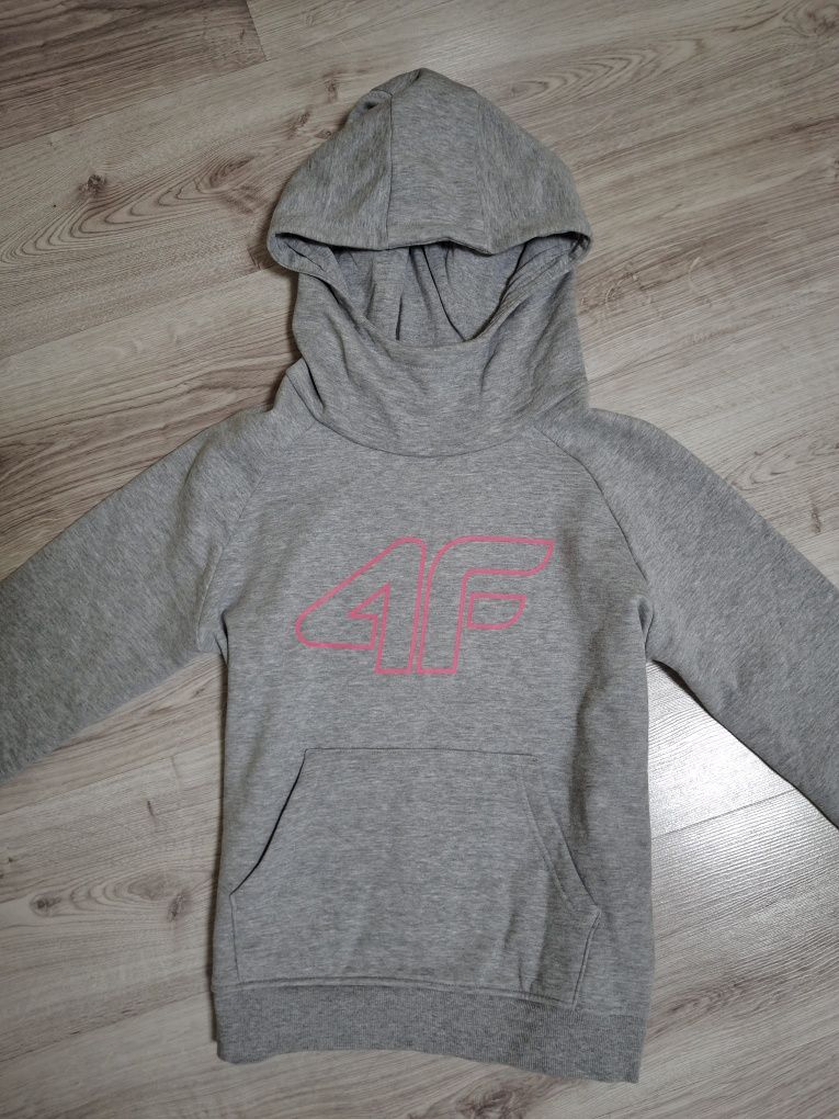4F J.Nowa Bluza Dziewczęca 4F! Szara! Kaptur! Duże Logo 4F! Roz.158!