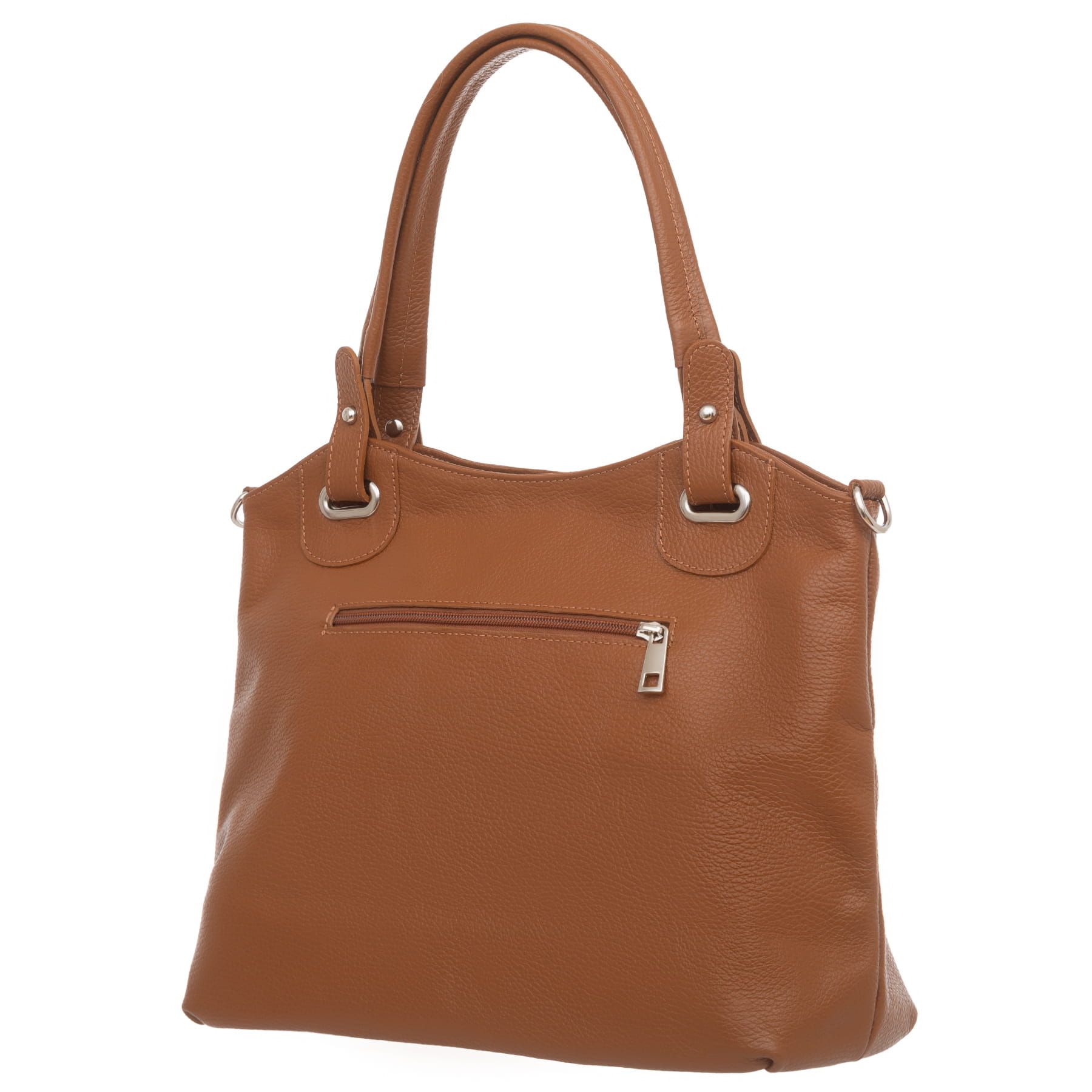 VERA PELLE torebka skórzana shopper z paskiem na ramię V658 camel