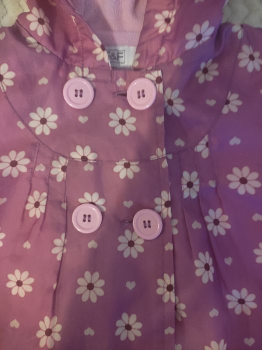 Kurtka wiatrówka dla dziewczynki, ocieplana polarkiem r.74