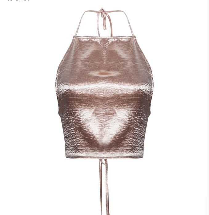 Missguided wiązany top z odkrytymi plecami pudrowy róż 36 S 38 M