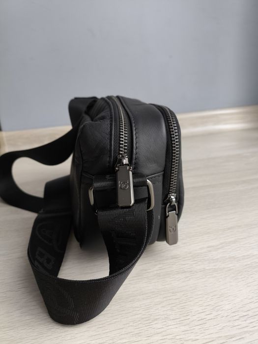 Listonoszka męska skórzana, czarna.