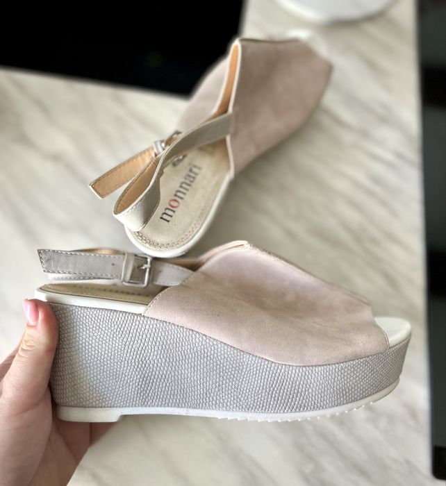 Sandały monnari pudrowy róż beżowe 39