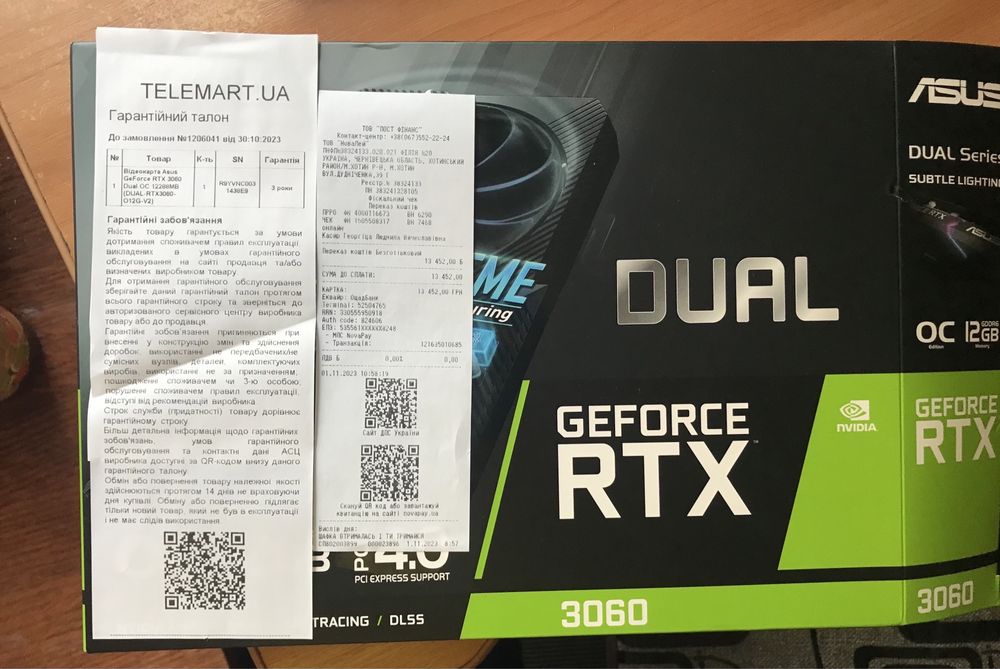 Відеокарта Asus RTX 3060 12 gb + гарантія