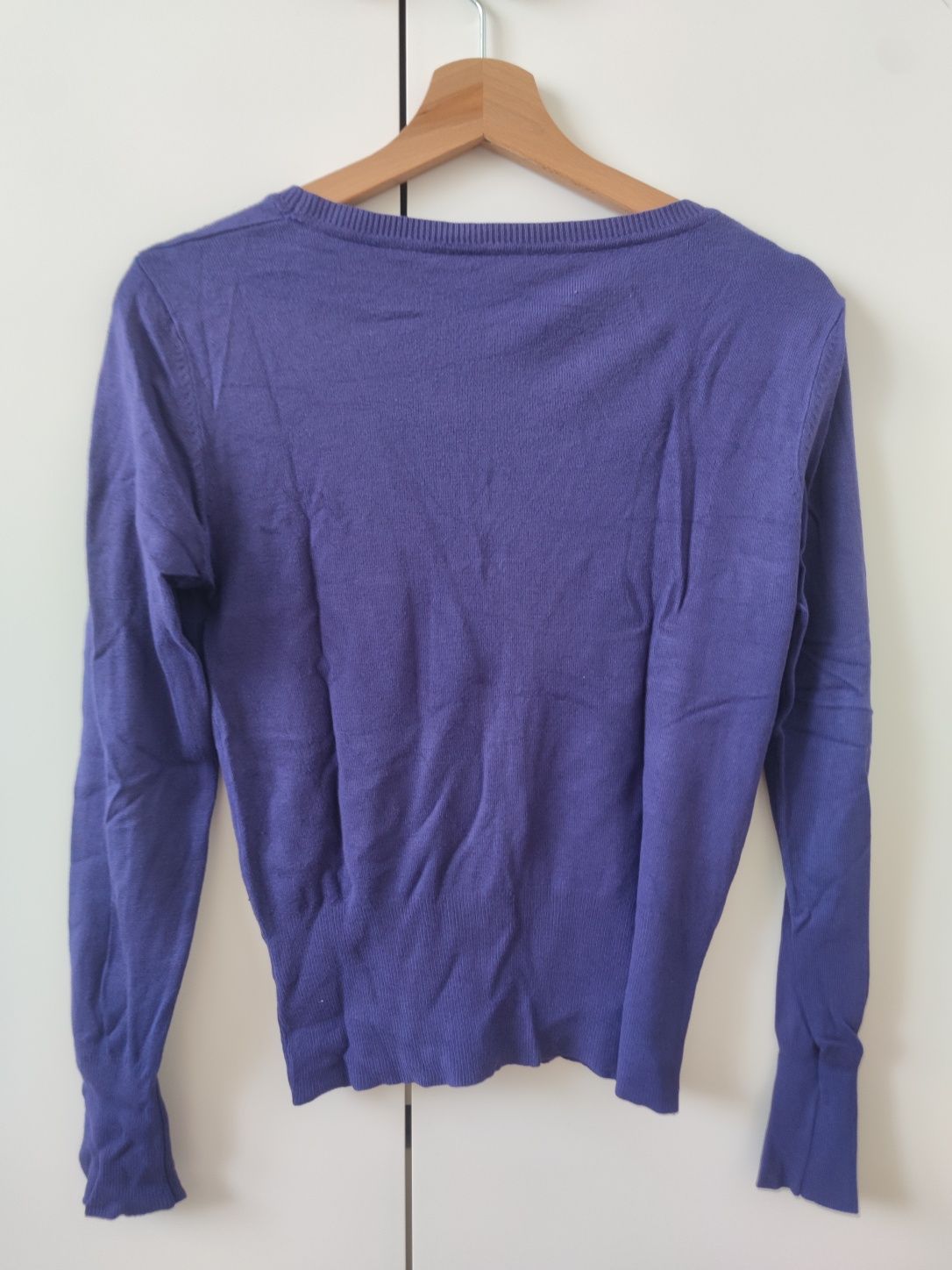 Sweter sweterek fioletowy jedwab bawełna wiskoza S/M 36/38
