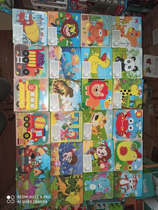 Дерев'яні пазли 16 елементів, кубики деревяні, пазли 4 в 1 Додо