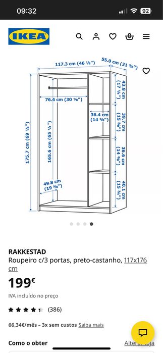 Roupeiro ikea 3 portas
