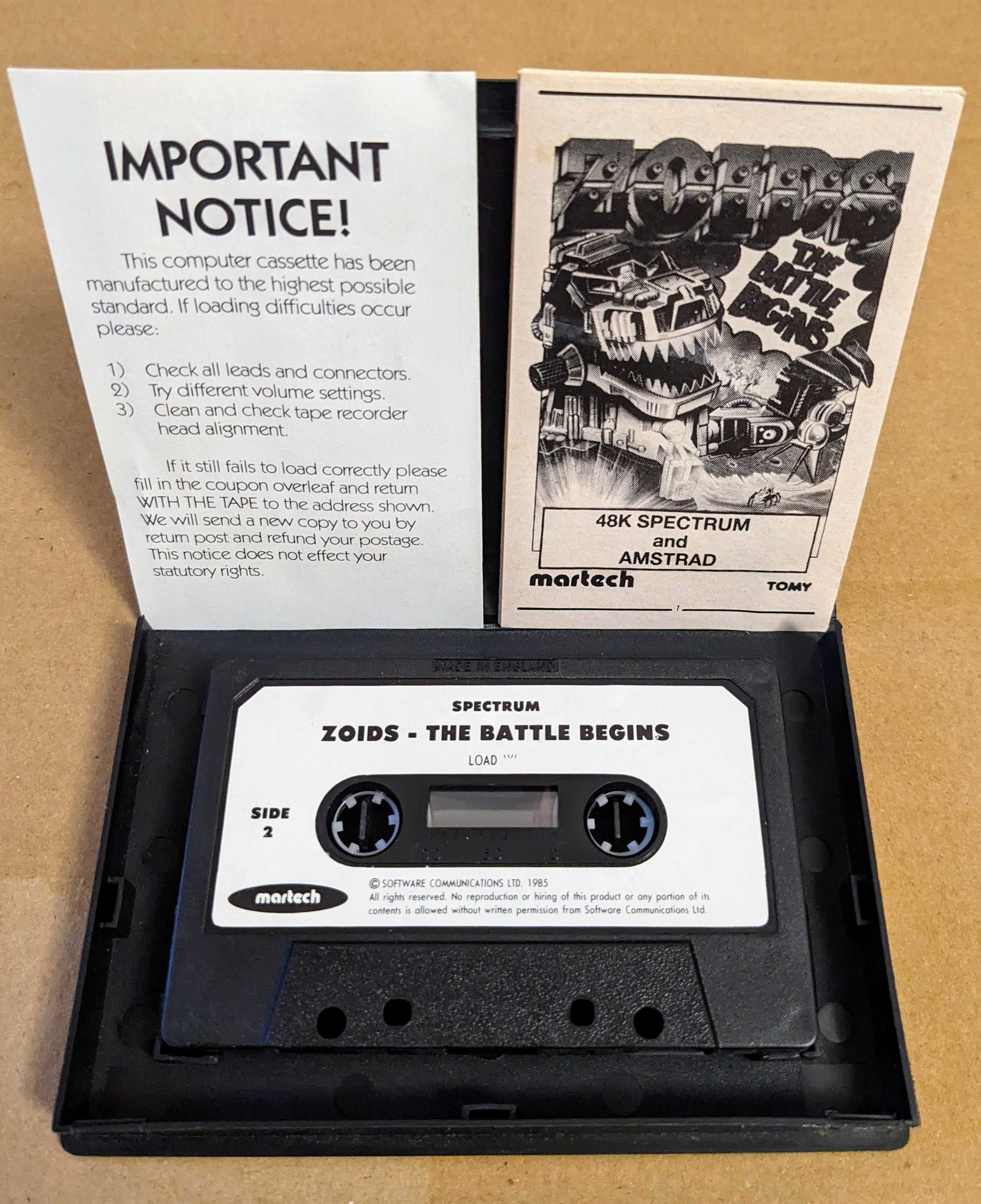 Jogo original ZX Spectrum - ZOIDS: THE BATTLE BEGINS