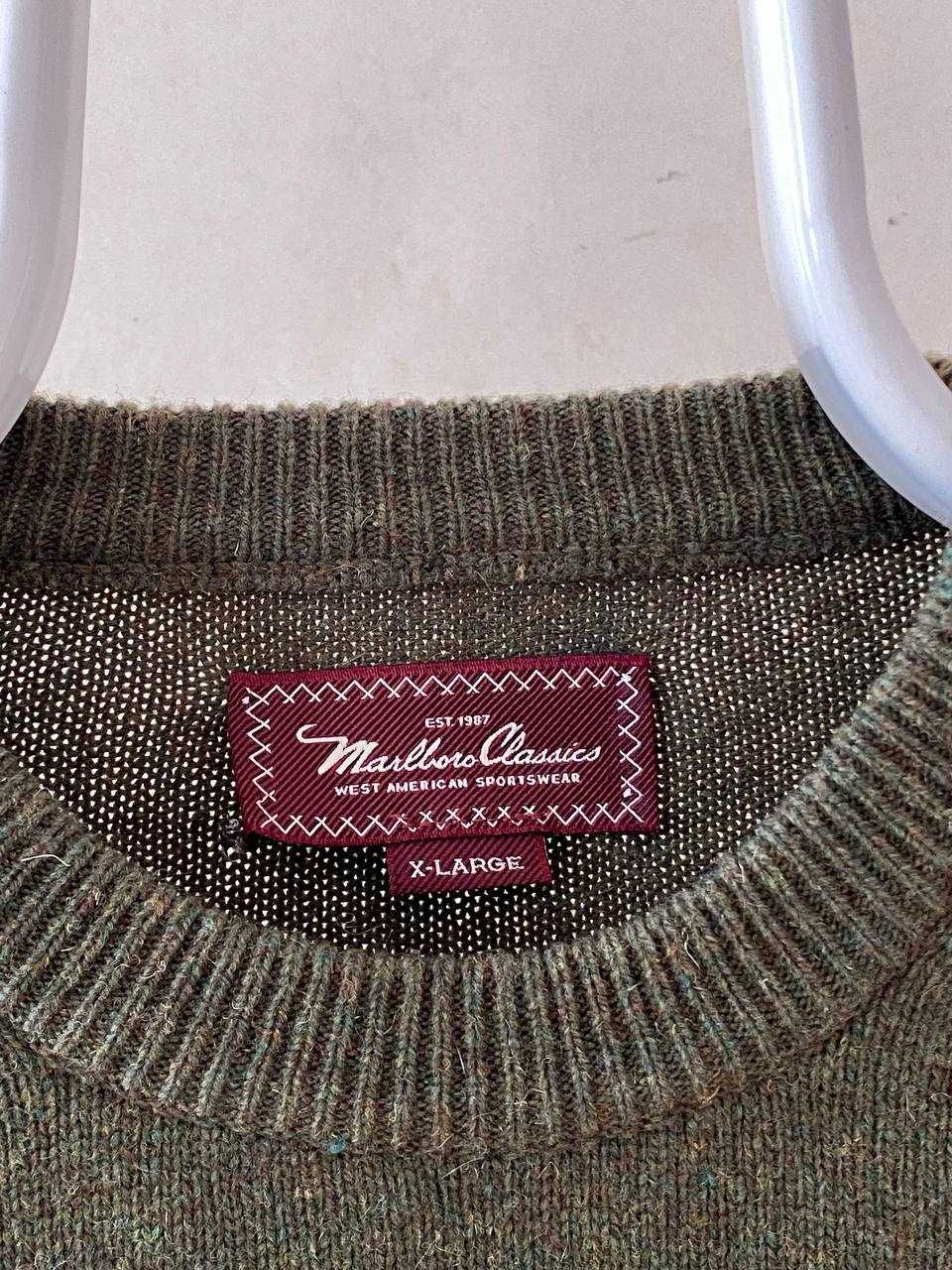 Marlboro Classics sweter męski haft logo wełniany wool