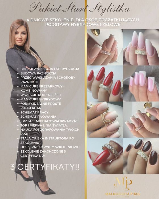 Szkolenie / kurs paznokci postawowe 4 dniowe