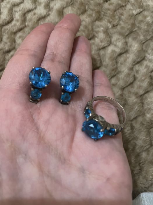 Набір  Сережки та обручка срібло