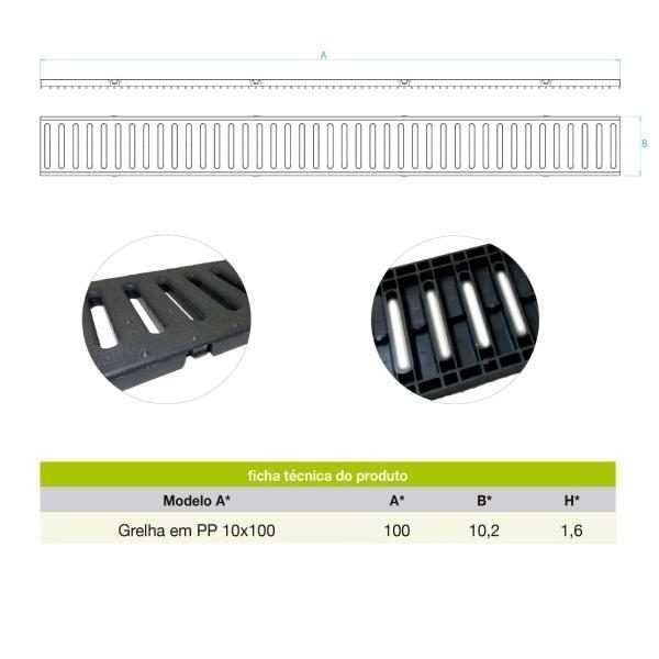 Grelha p/caleira 100X10CM cinzento