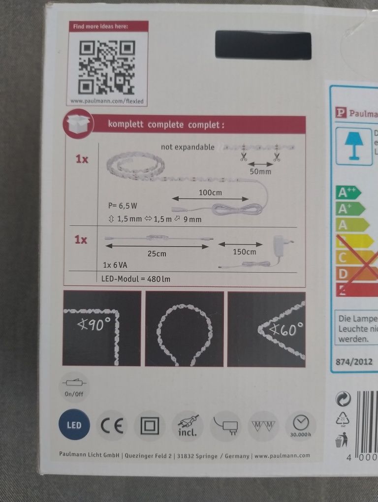 Taśma LED flexLed 1,5m zestaw elastyczna kształty 3000k