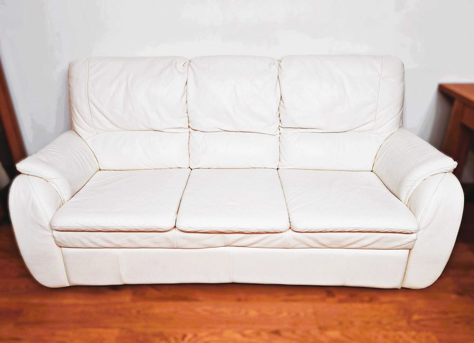 Kanapa sofa trzyosobowa skórzana Vero Appartamenti funkcja spania ecru