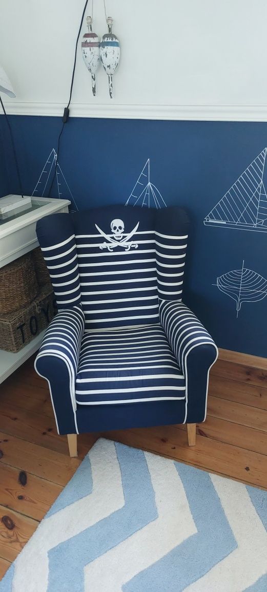 Fotel dzieciecy styl hampton hamptons marynistyczny