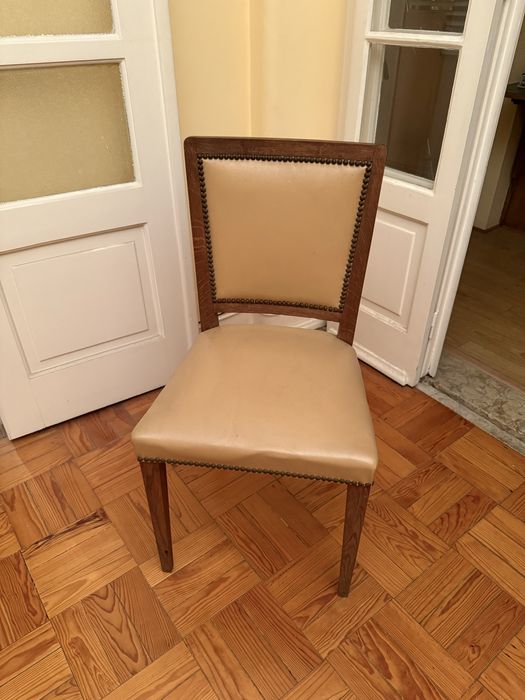 6x cadeiras em pele e madeira