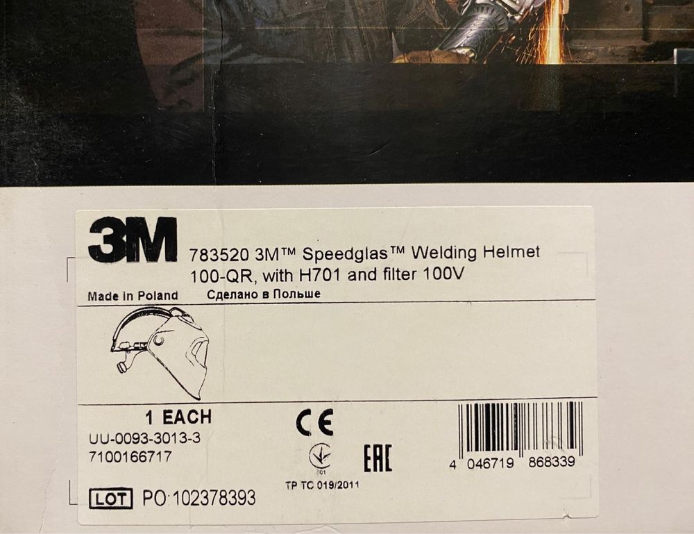 NOWA Przyłbica spawalnicza 3M Speedglass 100QR z filtrem 100V 783520