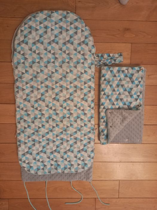 Ciepły śpiworek zimowy + mufka do wózka sanek polar minky JAK NOWE!