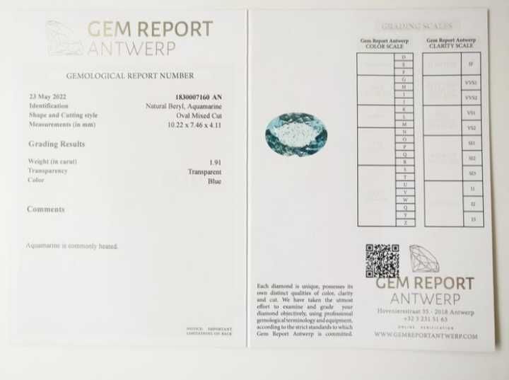 Água-marinha Azul - 1.91 ct / Pedra precisosa