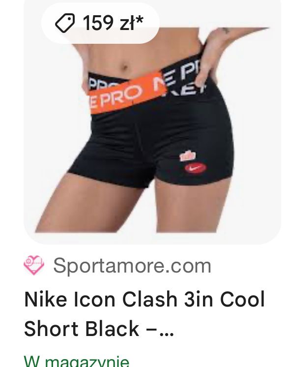 Nike Pro szorty spodenki damskie  czarne guma S