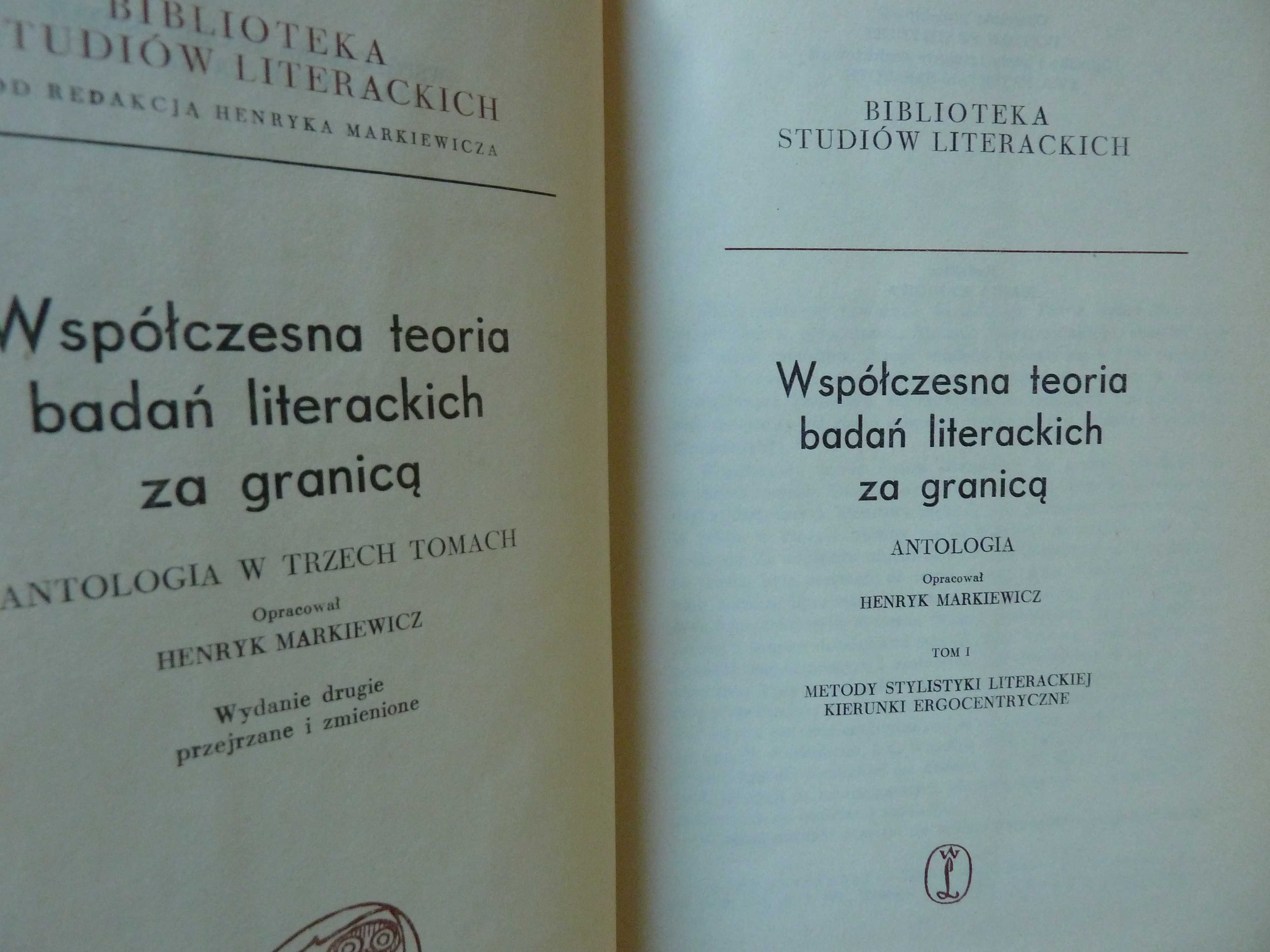 Współczesna  teoria badań literackich za granicą     Tom   I , III