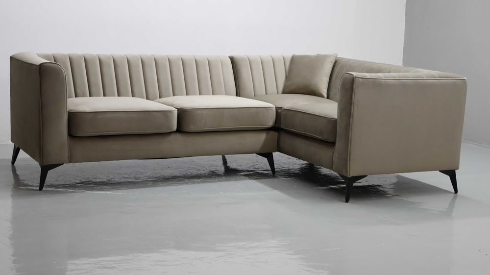 TŁL Narożnik nowoczesny design ciemny beż VELLUTO 3 MIKA kanapa sofa