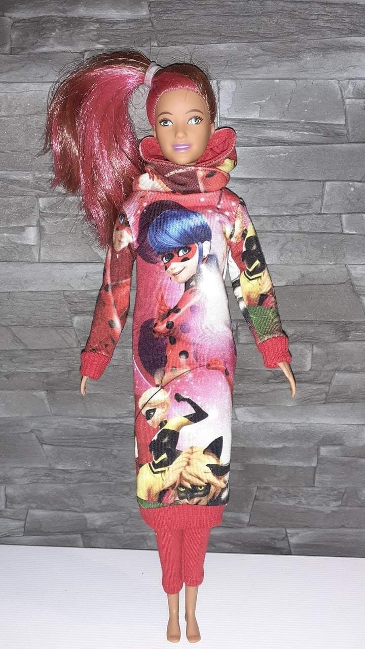 Sukienka+leginsy dla lalki w typie Barbie szyte nowe