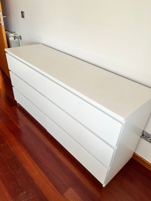 Cómoda branca, 6 gavetas