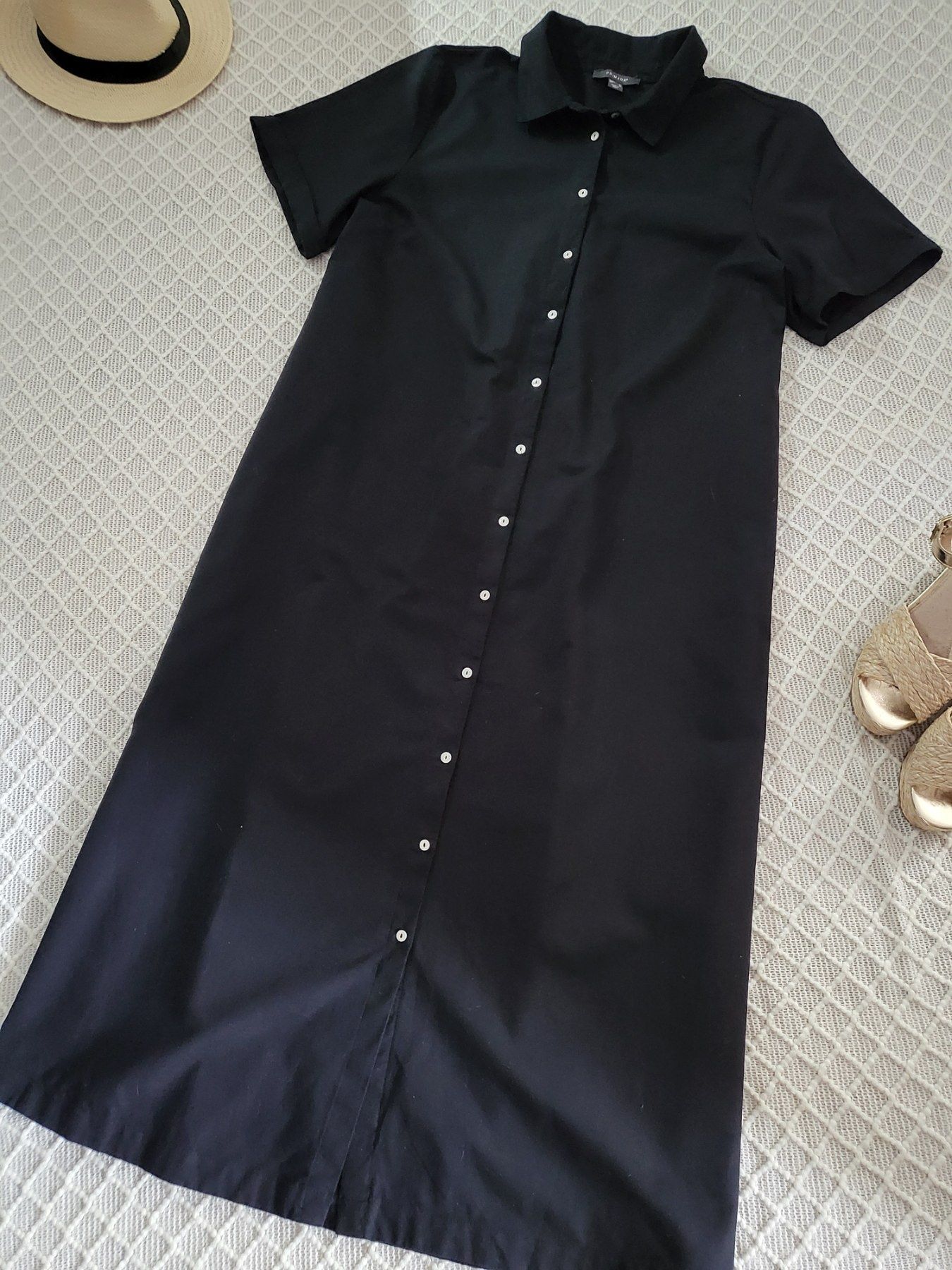 Чёрное платье рубашка миди Primark коттон лён