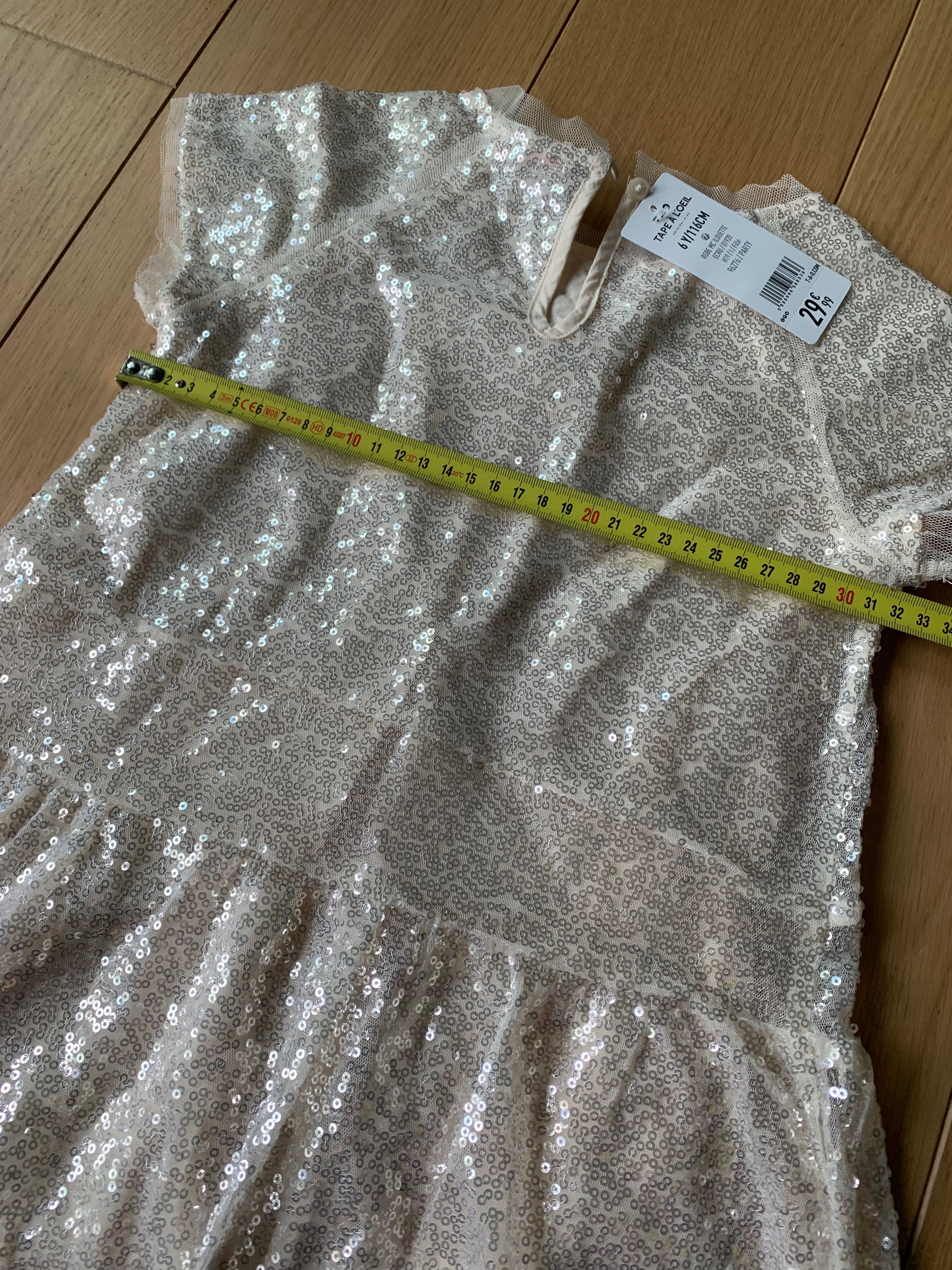 Złota dziewczęca sukienka cekinowa tape o eil nowa 6 lat 116 cm