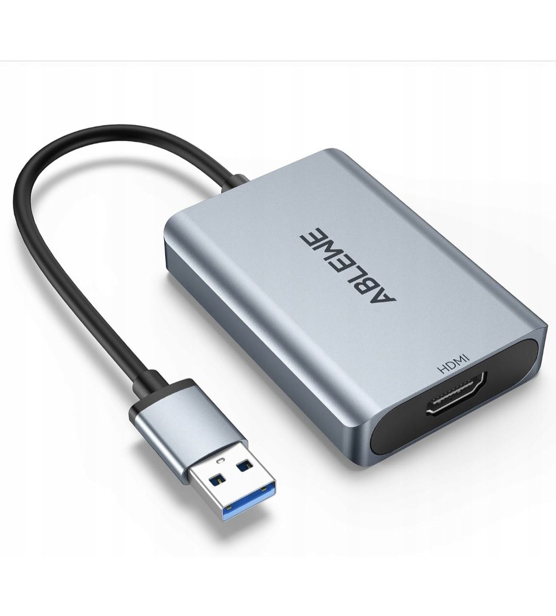 Adapter USB do HDMI ABLEWE, ulepszony aluminiowy konwerter audio-wideo