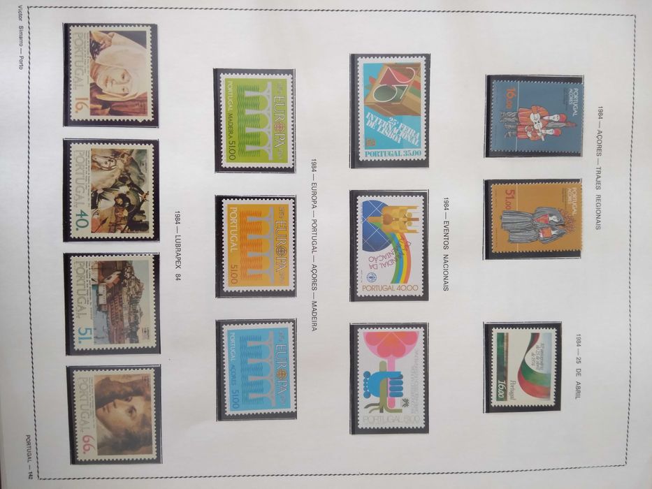 Fantástica coleção de selos de Portugal de 1980 a 1988