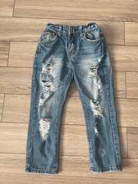 Fashion Jesns modne szarpane jeansy rozmiar 104/116cm.