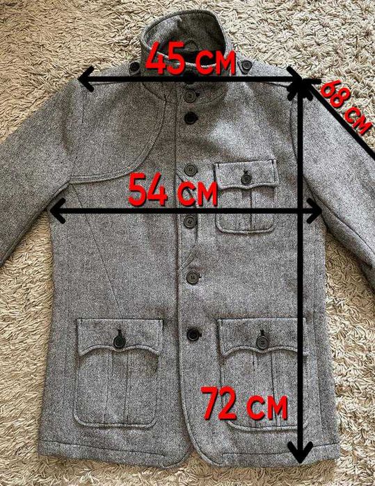 Пальто чоловіче H&M оригінал — сіре, укорочене, пальто піджак