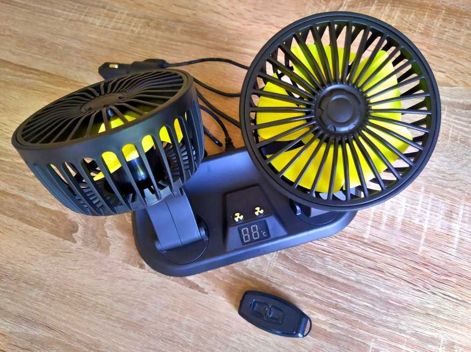 Вентилятор в салон авто двойной с пультом на 12v 24v от прикуривателя