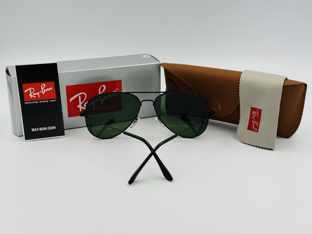 Солнцезащитные очки Ray Ban Aviator Metal 3026 Black-Green 62мм стекло