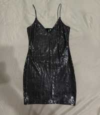Cekinowa błyszcząca sukienka H&M srebrna czarna S