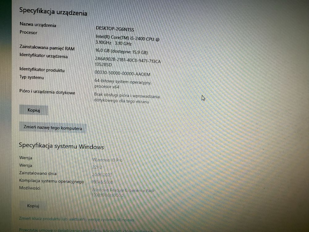 KOMPLET SPRAWNY 100% PC monitor klawiatura mysz karta wifi office