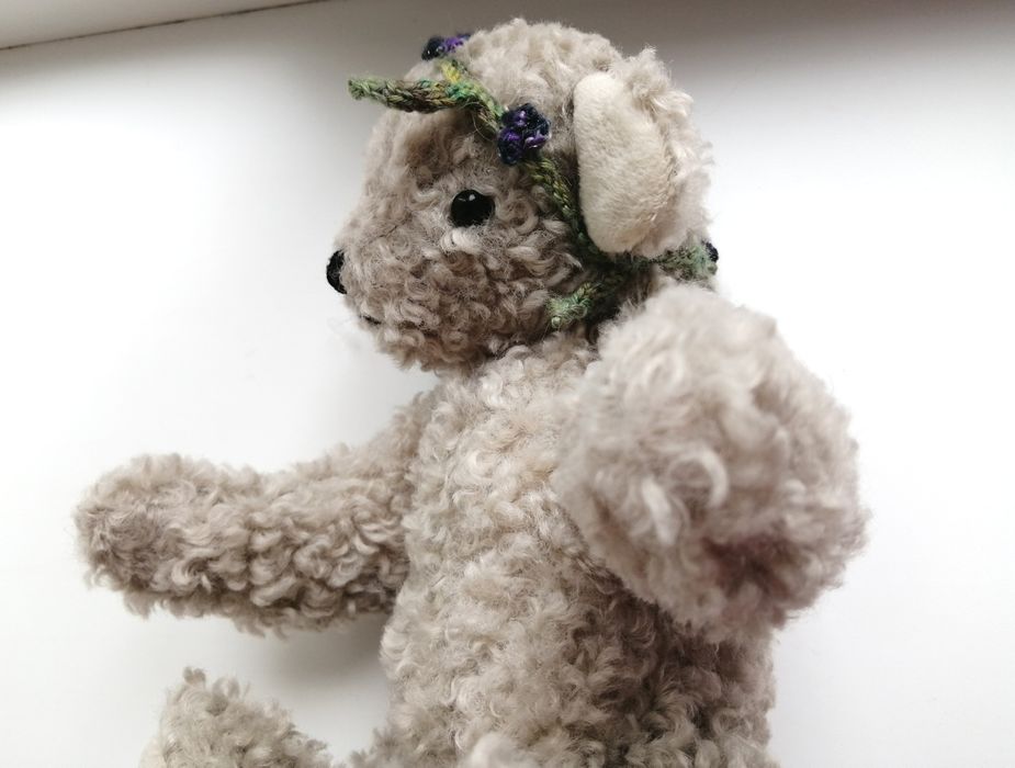 Ведмедик шарнірний колекційний, букле, сірий, handmade, teddy bear