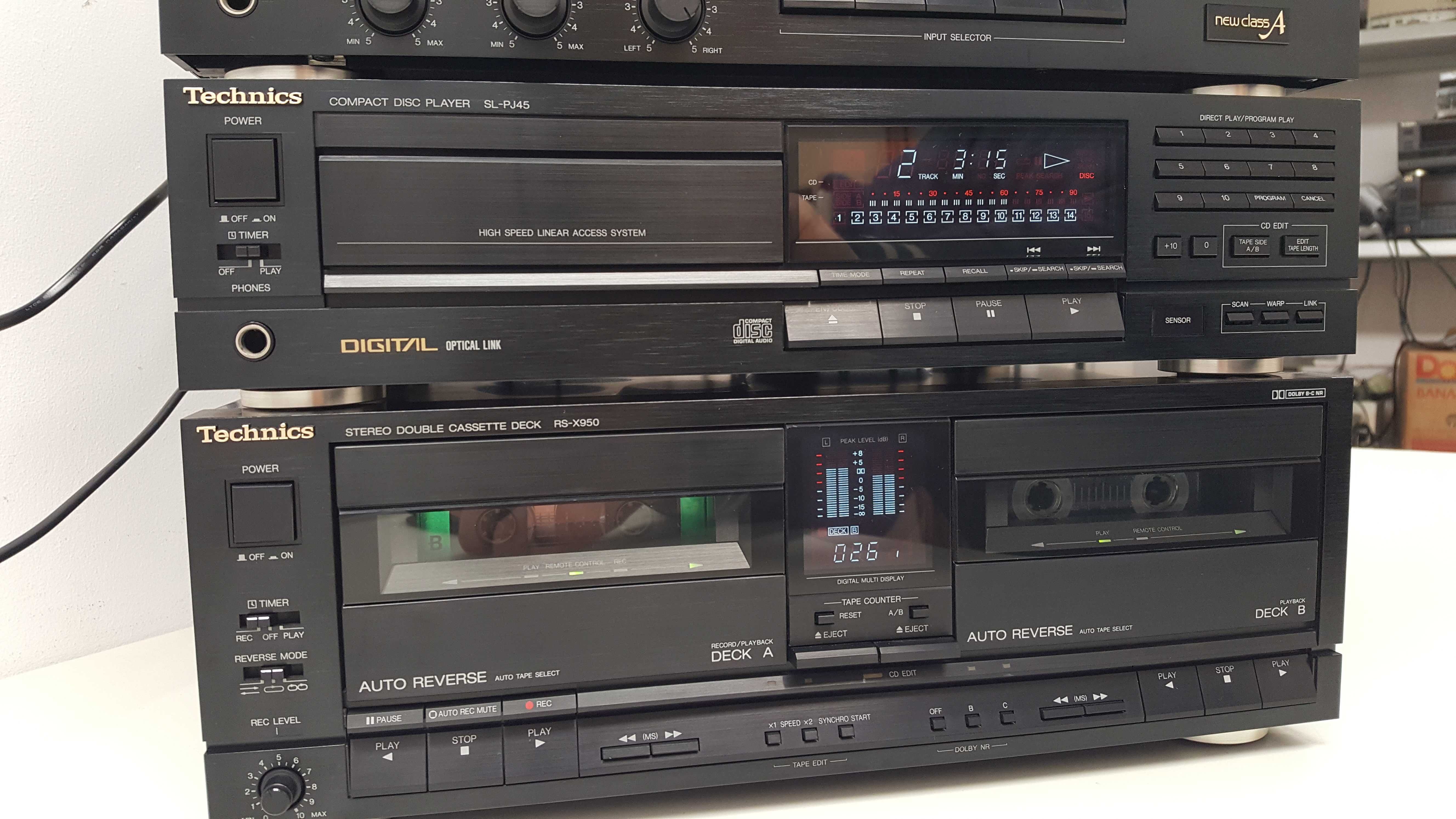 Wieża Technics 80-te lata Wzmacniacz SU-X950 Magnetofon RS  CD SL-PJ45